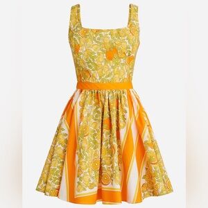 J. Crew fit-and-flare mini dress in limone scarf print. NWT Size 0